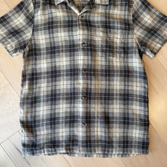 Pendleton Loop Collar Shirt Medium Multicolor Linen Rayon Short Sleeve Button Up - Picture 4 of 8